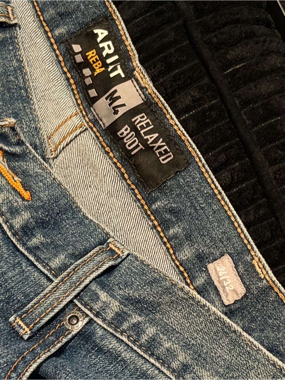 Ariat REBAR Men’s 36x32 Relaxed Boot Cut Blue Jeans Work Denim